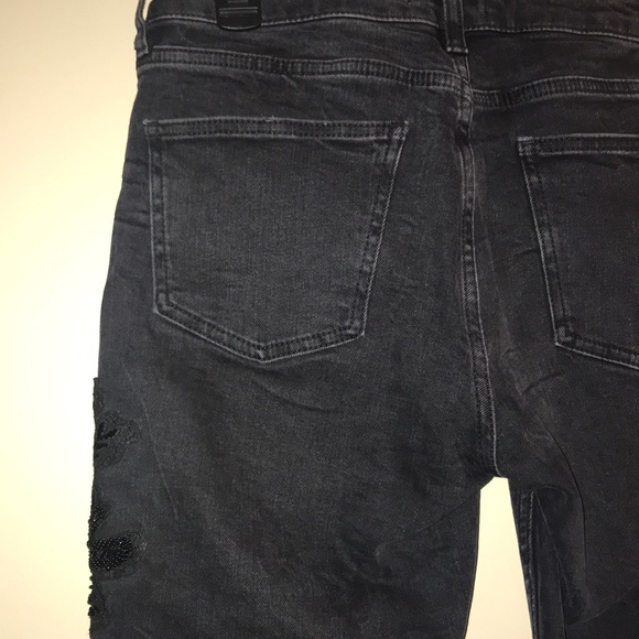 Zara Black Embellished High Waist Jeans - Picture 8 of 8